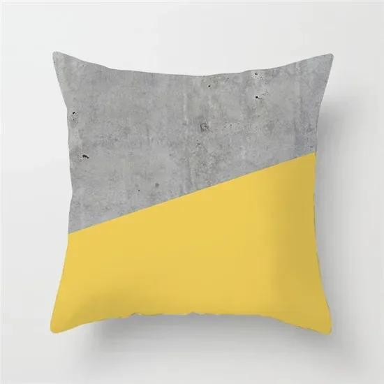 Geometric Cushion Covers Yellow Plaid Stripes Print Pillow Case For Home Chair Sofa Decoration Pillowcases 45cm*45cm