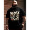Men's Beast Lion Graffiti Printed T-Shirt Casual Short Sleeve Crewneck Top Hip Hop Graphic Tee Oversized Plus Size Loose Streetwear Fashion Apparel