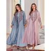New Embroidered Stand Collar Cardigan Robe Base Skirt Middle East Dress Evening dress Two piece dress set Dress
