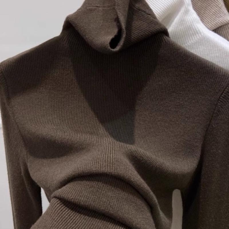 Höst Nya Polotröjor Dam Mode Långärmad Vintertröja Dam Elegant Slim Fit Bas Stickade Tröjor Toppar Kontorsdamer Tröjor 25731