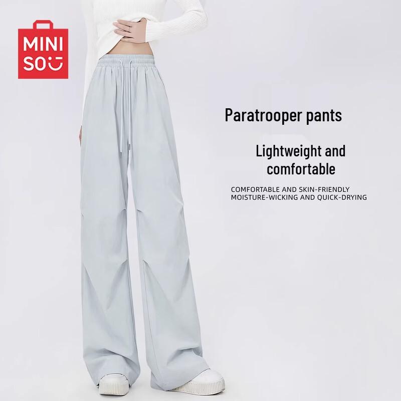MINISO Women s Spring/Summer Quick-Dry Cool-Feel Wide-Leg Parachute Pants S