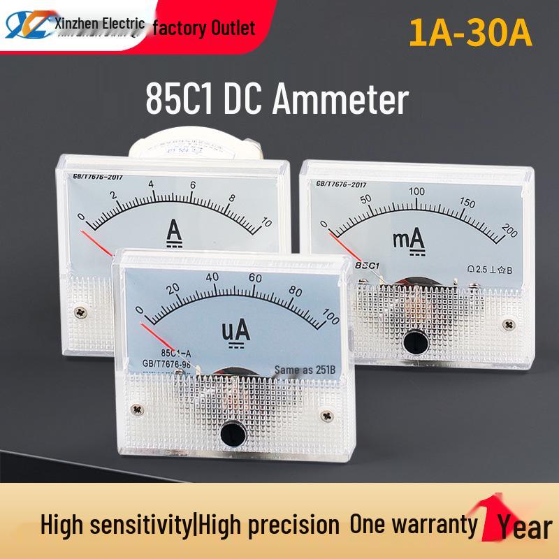 Pointer Type DC Ammeter Head 85C1-10A: Available In 1A, 2A, 3A, 5A, 50A, 500mA, 100uA, 30mA, and 50mA.