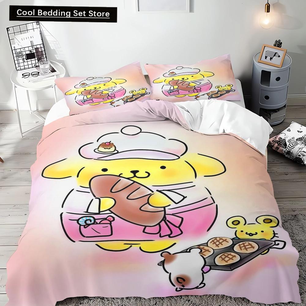 Duvet Cover Pompompurin Bedding Set Pillowcase Quilt Cover Bedding Set Children's Gift 2pcs/3pcs Full Size Single Double