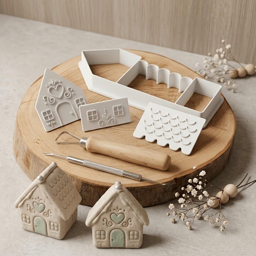 Plastic House Clay Cutter Molds 3D Printing Clay House DIY Tool Kit Gift Making