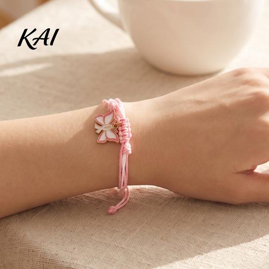 Pink White Cord Jewelry Breast Cancer Awareness Bracelet for Women, Adjustable Woven String with Heart Butterfly Alloy Pendants Ribbon Charm, Handmade