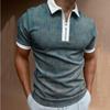 Pánská polokošile na zip s 3D potiskem, business casual košile s krátkým rukávem
