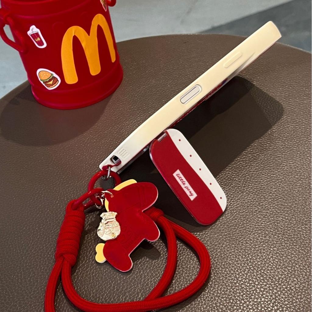 Embroidered Three-dimensional Pony Is Suitable for Apple 17pm Red High-value Soft Phone Case.