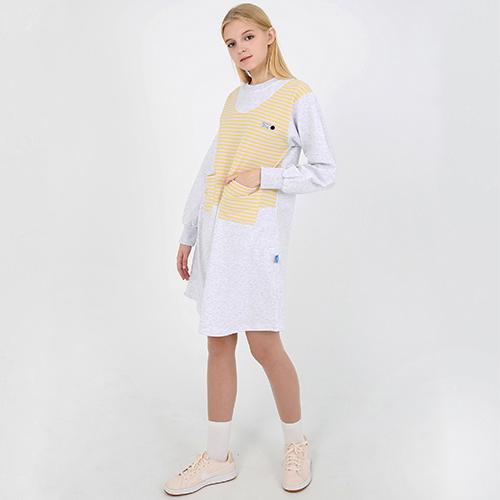 Toy East Striped Pocket Dress Gray