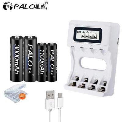 PALO Akumulatorki AA 1.2v + Akumulatorek AAA do zabawek + Ładowarka 1.2V do akumulatorków 1.2V Ni-MH AA AAA