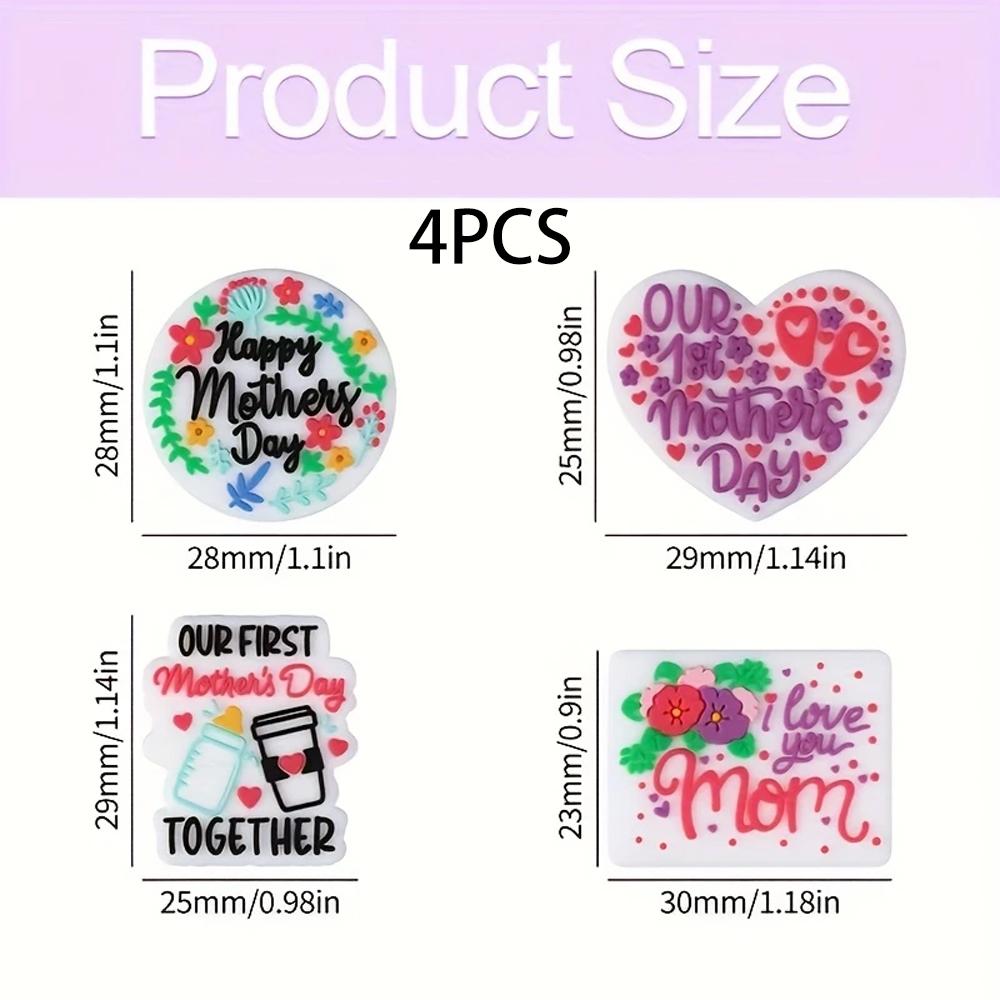 

4/5/6PCS 2D letter drop silicone bead set, perfect for DIY handmade crafts such as keychains, necklaces, bracelets, etc