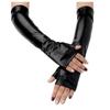 Fake Leather Metallic Gloves Gold Silver Long Gloves Sexy Leather Gloves  Evening Party