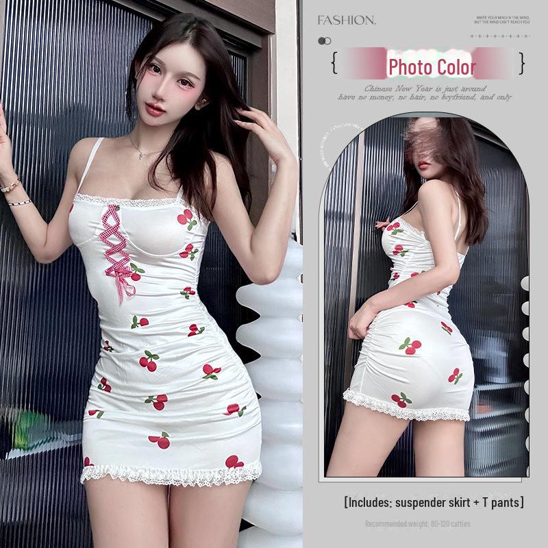 

Комплект нижнего белья Love Ruru с кружевным бантом и принтом вишни One Size