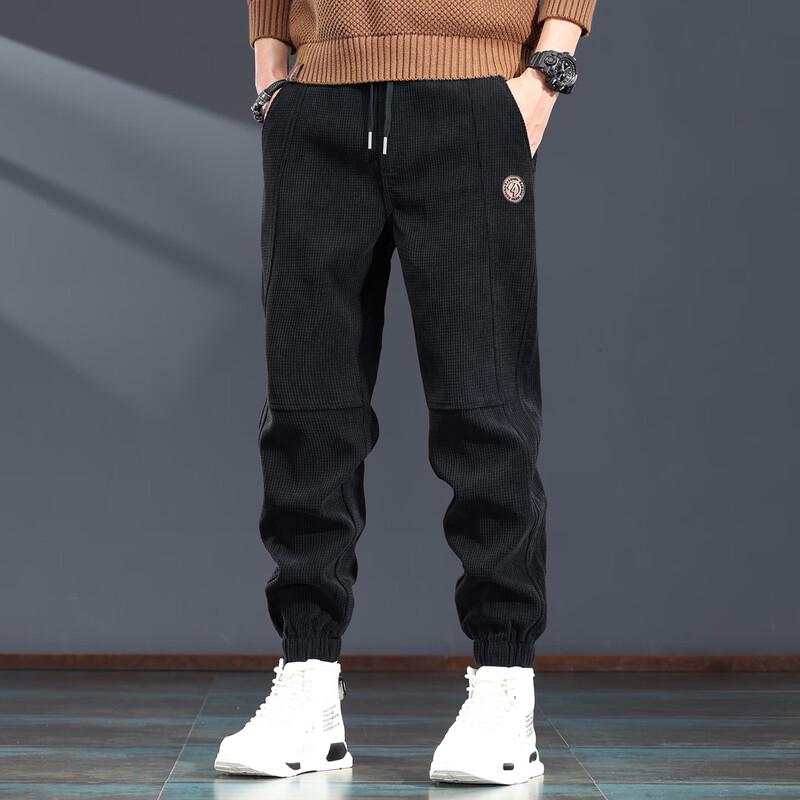 Jie Leinong Men's Corduroy-Texture Tapered Casual Trousers