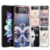 Harte PC-Handyhülle Für Samsung Galaxy Z Flip 7 6 5 4 Schwarze Hülle Für Galaxy Z Flip 3 Faltbare Fundas Elegantes Weißes Schwanen-Design