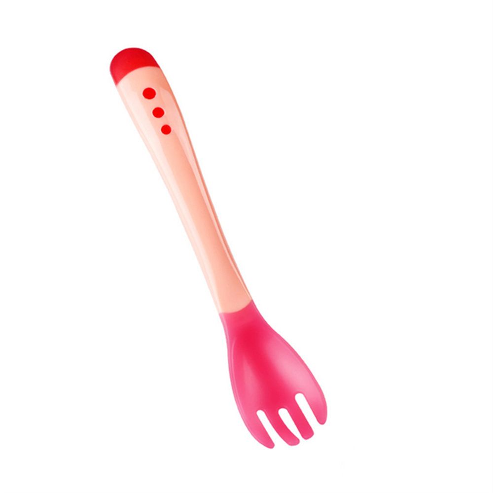 Candy Color Soft Food Feeding Infant Silicone Spoon Toddler Flatware Fork Temperature Sensing Spoon
