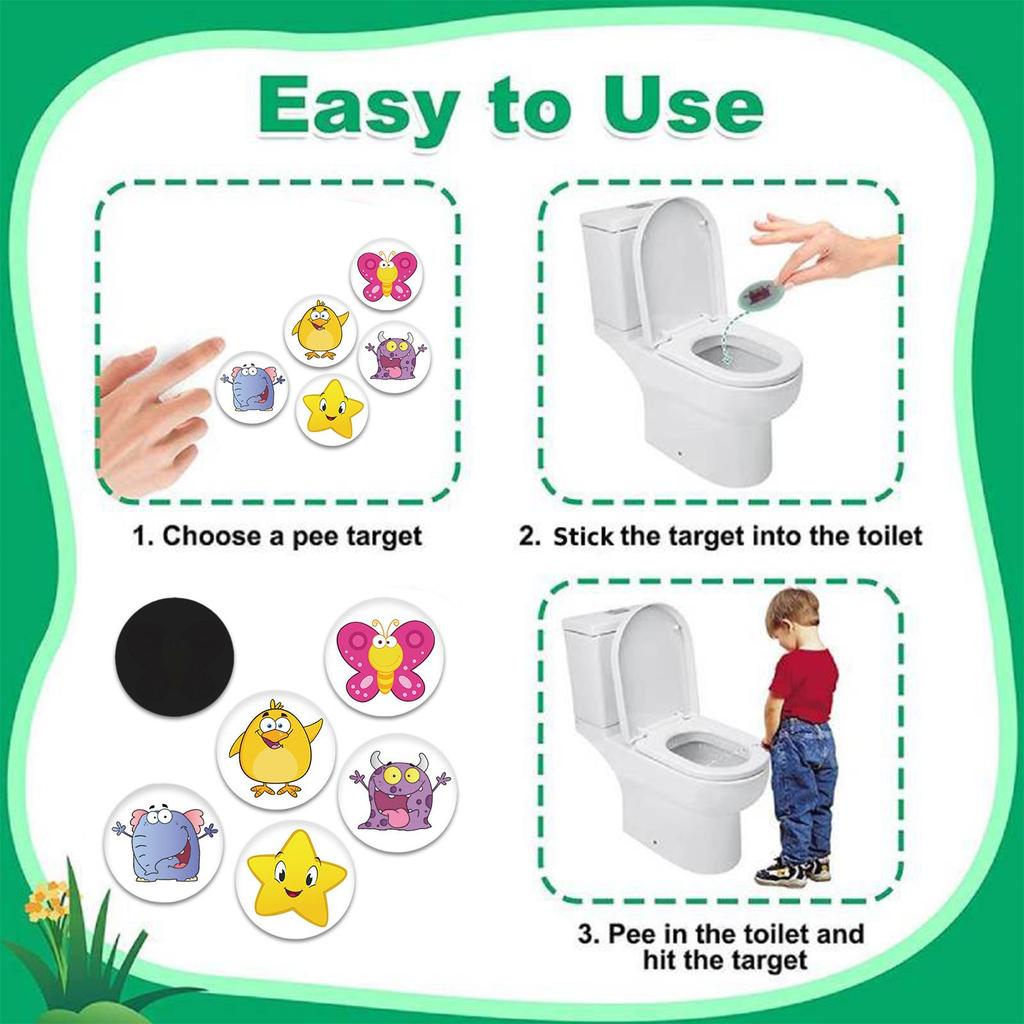 5pcs Cartoon Pee Target Pot Stickers Children's Stickers Color Changing Thermal Stickers Potty Training Stickers For Kids Boys