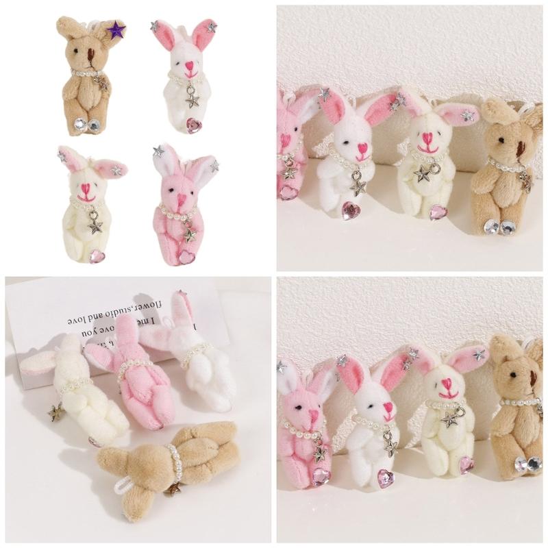 Soft and Adorable Rabbit Plush Toy with DIY Accessories Exquisite Rabbit Keyring Decoration Cute Rabbit Keychain Pendant