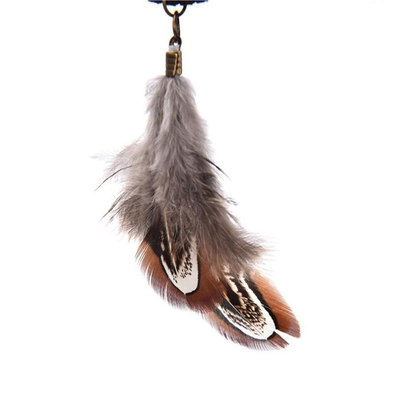 Boho Key Chain Ring Metal Feather Tassels Dream Catcher Keyring Keychain H 8M