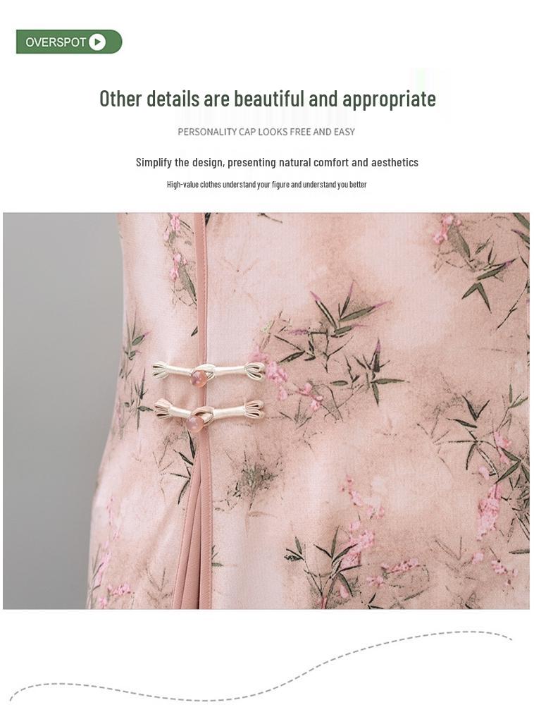 2025 Elegant Printed Short-Sleeved Qipao Dress for Middle-Aged and Elderly Women - Summer Wear