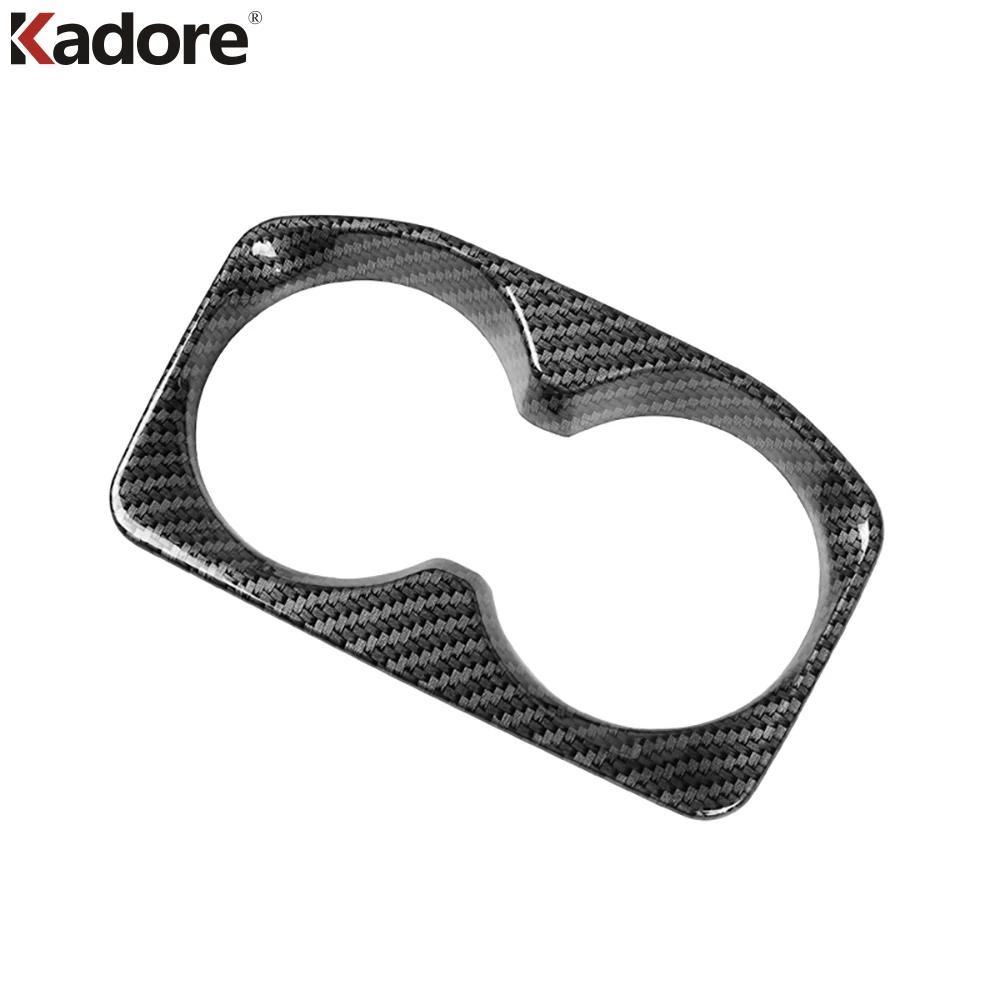 For Peugeot 3008 5008 GT 2016-   Carbon Fiber Car Console Water Cup Holder Frame Cover Trim Interior Accessories