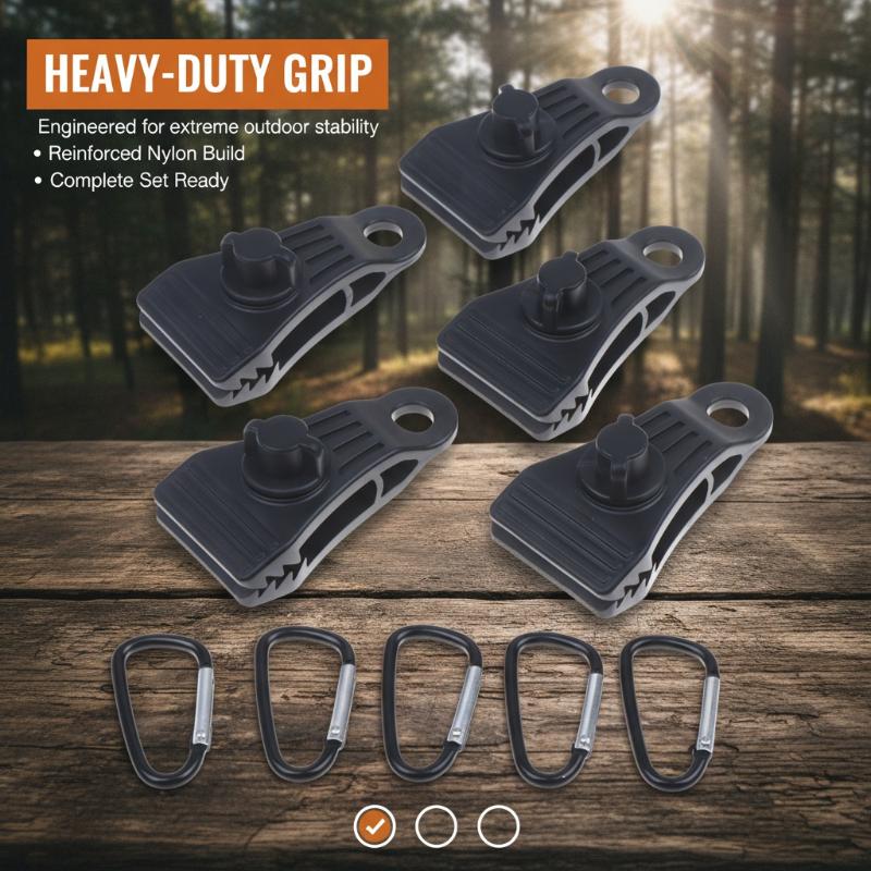 5 Set Outdoor Tent Clip Windproof Fixing Clips Camping Heavy-Duty Tent Guy Line Hooks Tarpaulin Rope Fasteners For Tarps Awnings