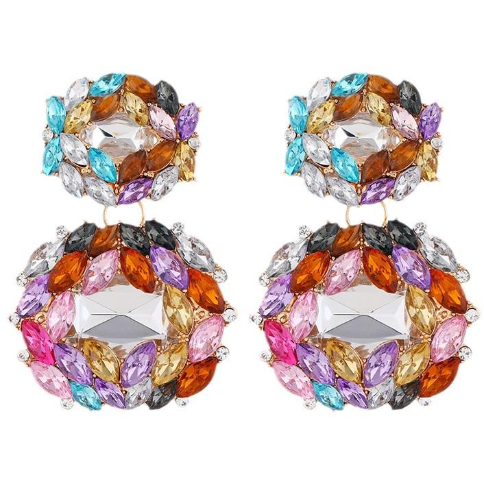 European Style Crystal Inlaid Geometric Earrings