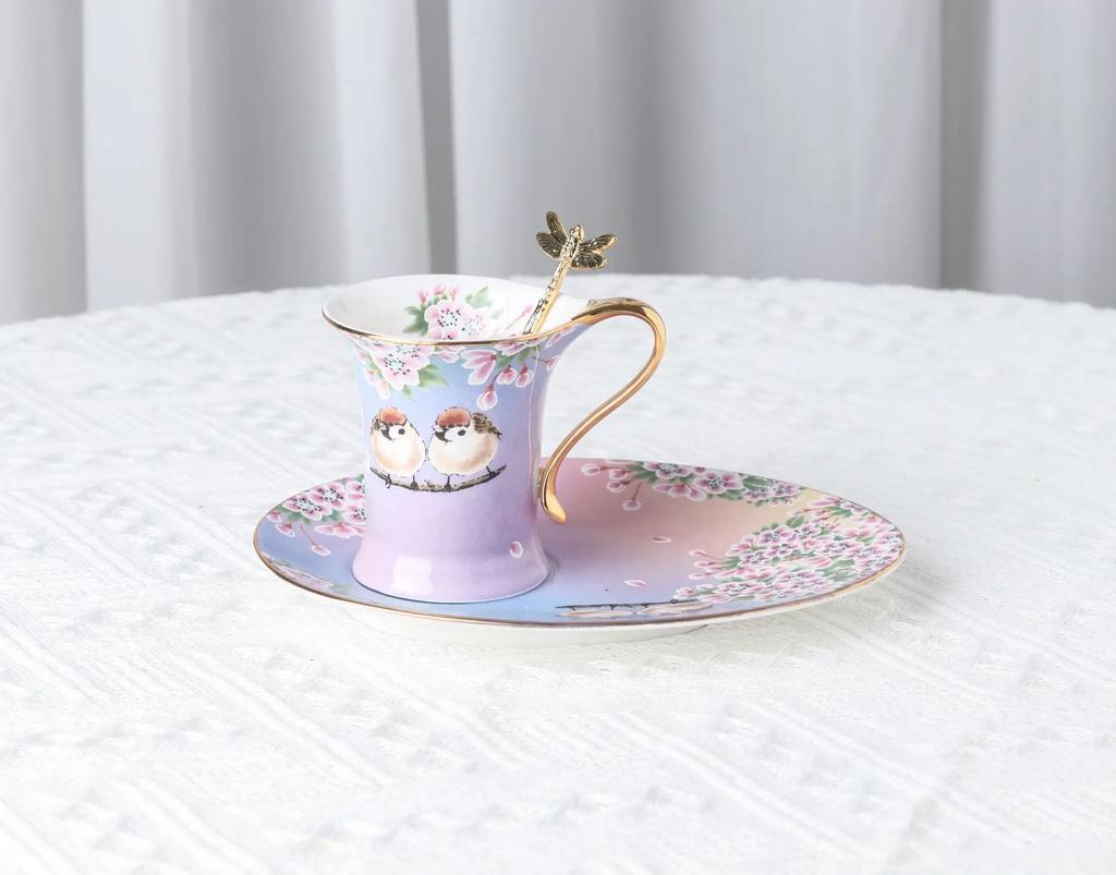 Luxury Ceramic Mug Saucer Retro Afternoon Tea Coffee Cup Saucer Sets Couple Cup Set Home Creative Drinkware Mugs New Home Gift