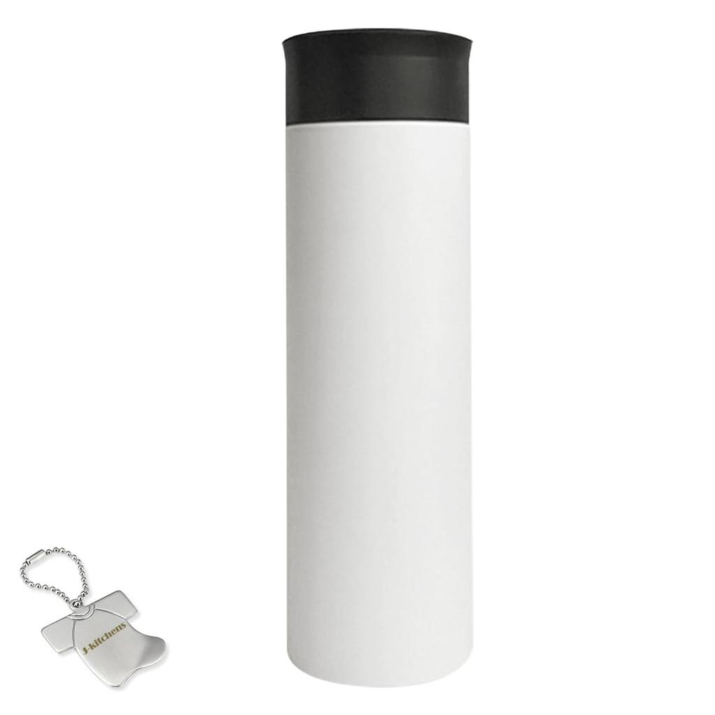 Stainless Steel Water Bottle Double Vacuum with Original Tag J-Kitchens Mug, 300ml, Hot/Cold Insulation, Insulation, White,