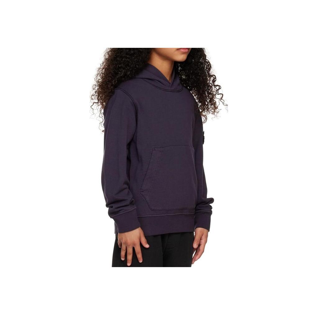 Stone Island Hoodie Ss23 Logo Patch Solid Color Pullover Hooded Kids hoodies Purple 781661640-V0026
