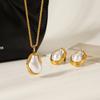 French Vintage Jewelry Irregular Baroque Pendant Stainless Steel Necklace Women's High-end Titanium Steel Earrings