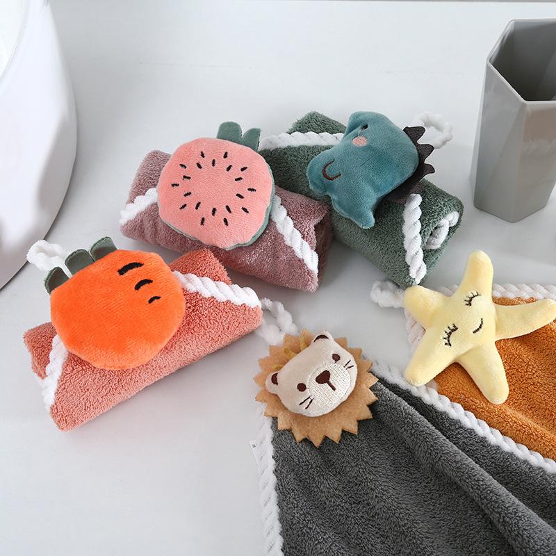 Children's Small Square Towel Cartoon Hand Towel Small Square Towel Hanging Type A Face Towel Kitchen Towel Water-absorbing Kitchen