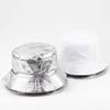 Reversible Punk Basin Hat - Trendy Foldable Fisherman Cap with Shiny Golden Silvery Finish, Adjustable Strap for Unisex Adults