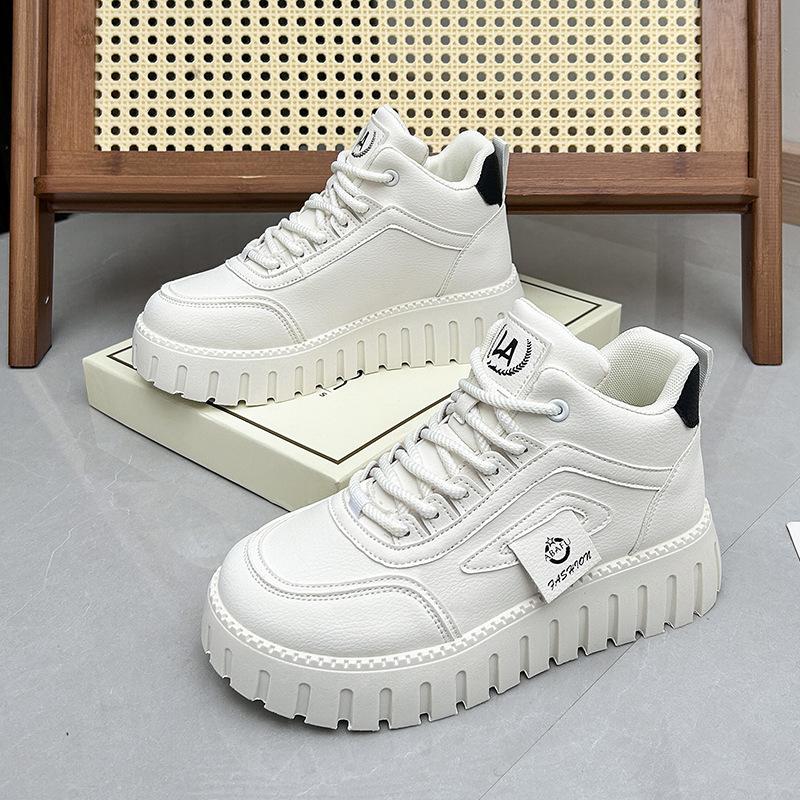 Botas de nieve acolchadas cálidas de invierno para mujer, de piel, con plataforma gruesa, para aumentar altura, ligeras, antideslizantes, para uso casual, zapatillas de algodón