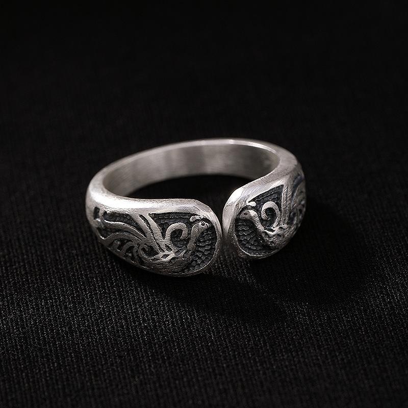 

PANJBJ 925 Sterling Silver Texture Ring for Women Frosting Make Old Retro Bird Jewelry Gift Dropshipping