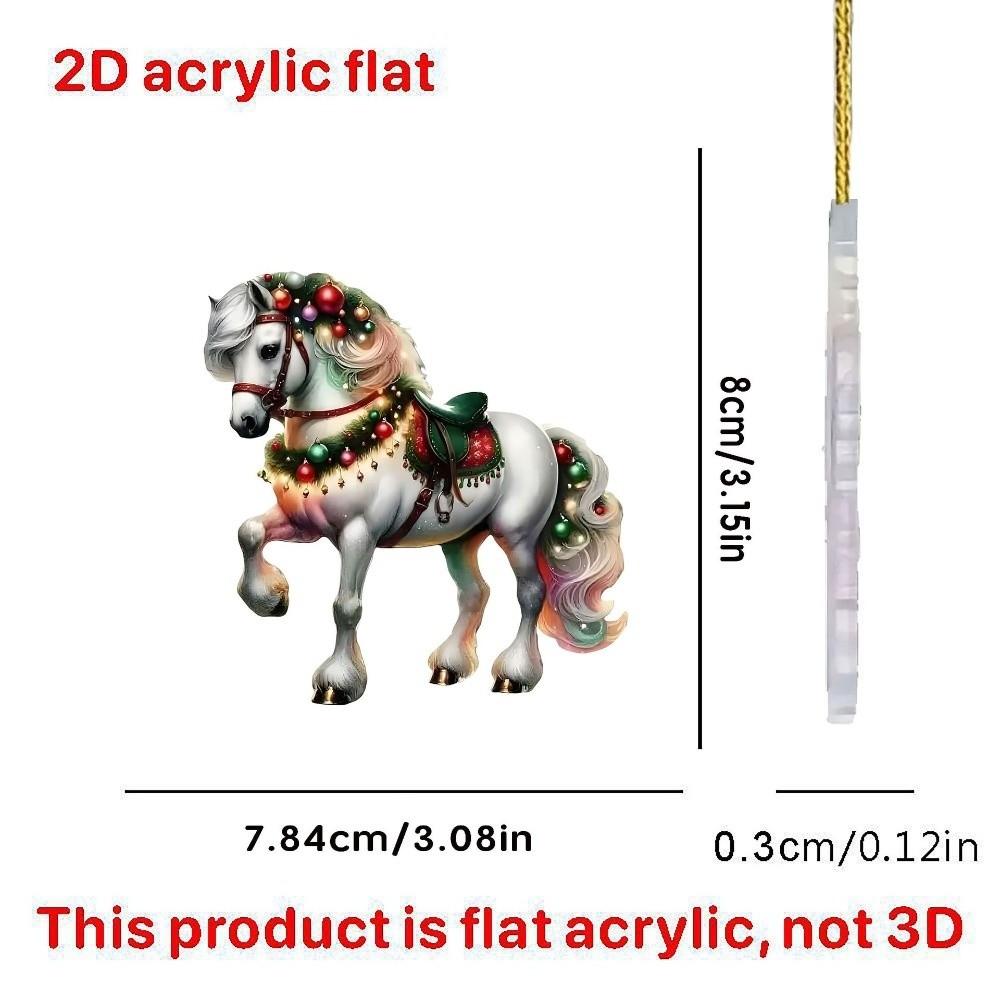 2D Flat Christmas Hanging Pendant Acrylic DIY Accessories Car Horse Pendant Multi-scene Xmas Tree Hanging Ornament Navidad Decor