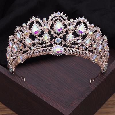 Barock Ab Kristall Hochzeit Krone Braut Tiaras Stirnbänder Für Königin Braut Diadem Kopfschmuck Prom Haar Schmuck Ornamente