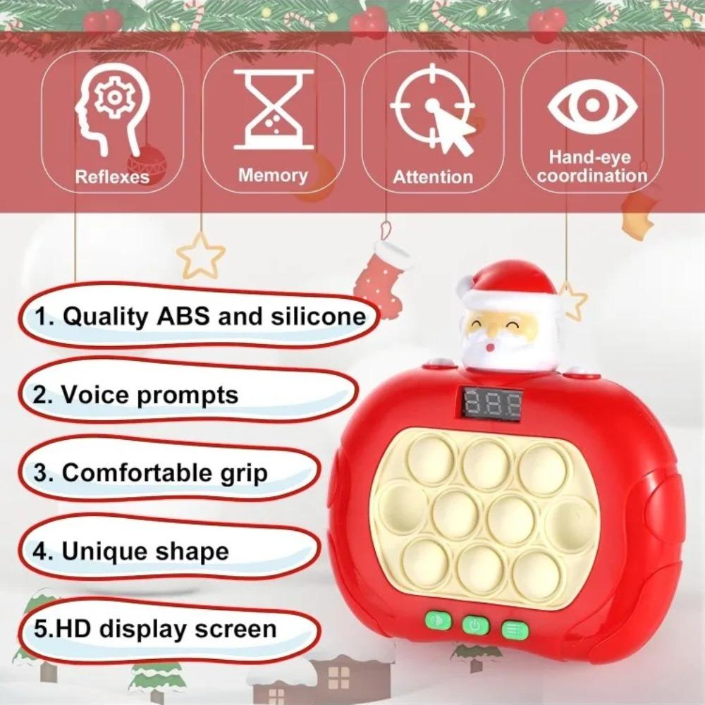 Quick Push Pop Fidget Toy for Christmas Santa Claus Pop Bubble Game Controller Handheld Puzzle Sensory Toy for Kids Boys Girls