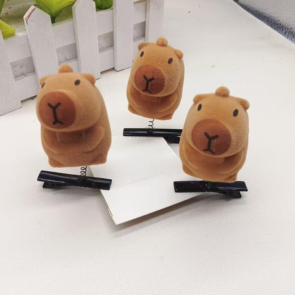 10pcs/set Cute Spring Hair Clip Flocking Cartoon Duckbill Clip Funny Capybara Hairpin Set Party