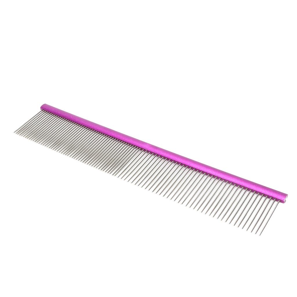 Pet Steel Comb 2 Different Densities Prevents Static Dog Grooming Comb with Rounded Ends for Long