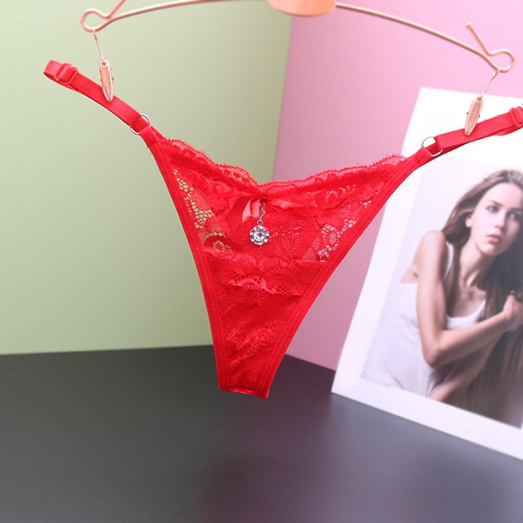 Sexy Seamless Panties Skin-friendly Solid Color Intimate Pantys Women Sheer Lace Thong Adjustable Waist Bow Mesh Underpants