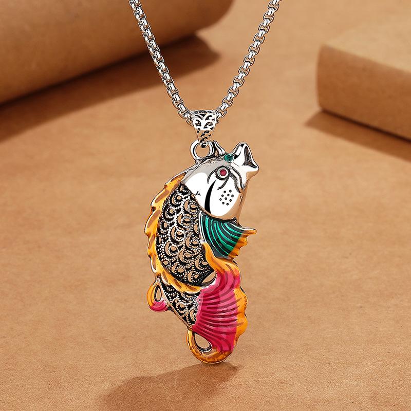 

Эмалированная мотыга, полое ожерелье с изображением кои, мужское и женское одинаковое тикающее мастерство, ювелирные изделия в национальном стиле