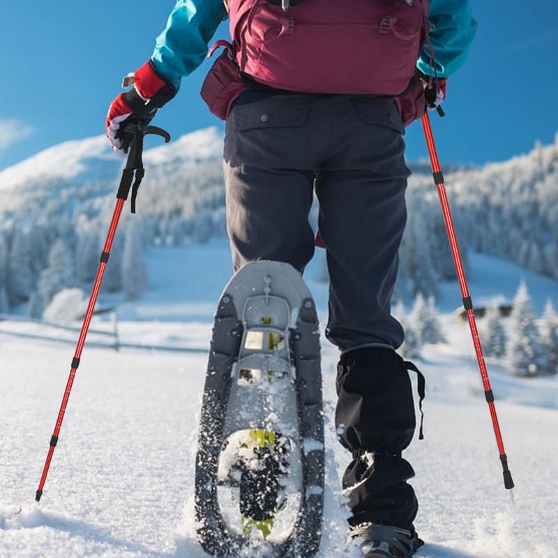 T-handle Trekking Poles Aluminum Alloy Four-section CollapsibleTelescopic Sticks Lightweight Walking Climbing Stick For Outdoor