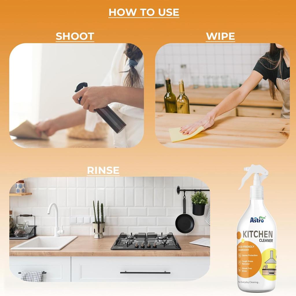 Astro Plus Kitchen Cleaner Spray For Stubborn Oil And Grease Removal On Stoves And Chimneys Powerful Surface Hygiene Care