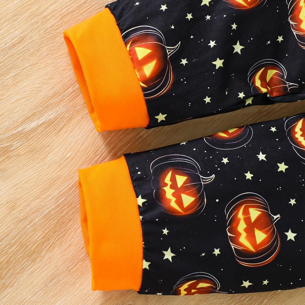 Cartoon Print Halloween Top Loungewear Set