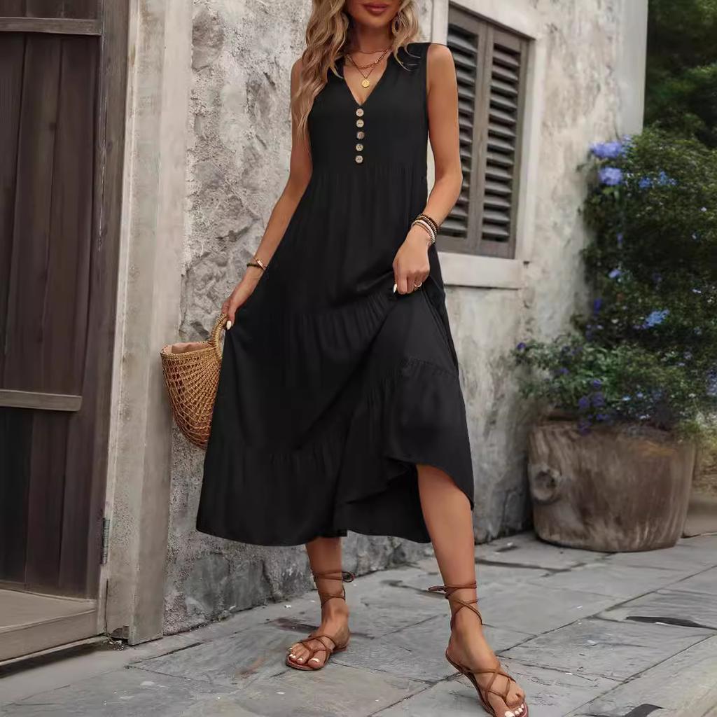 Sommer explosives Westenkleid ärmellos locker lässig reines Kleid