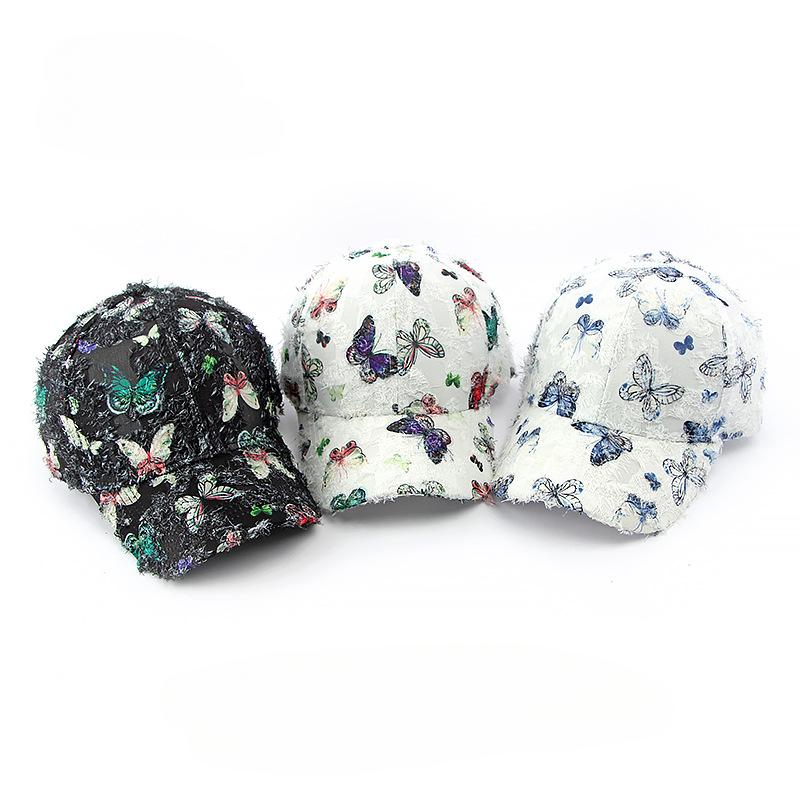 Butterfly Visors Children's Summer Sun Golf Hat Butterfly Print Streetwear Baseball Hat Women's Duck Tongue Snapback Cap for Men