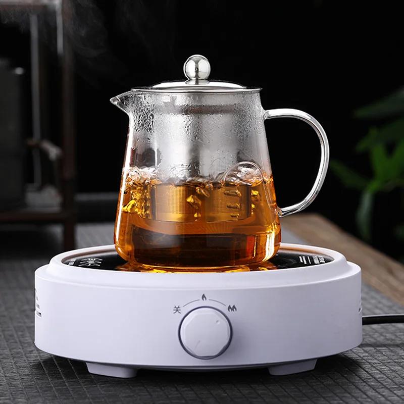 Heat Resistant Glass Teapot With Stainless Steel Tea Strainer Infuser Flower Kettle Kung Fu Teawear Set Puer Oolong Pot
