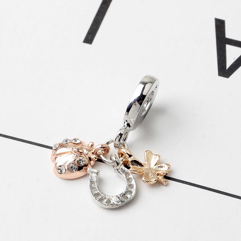 New Original Alloy Bead Red Lucky Ladybug Clover Daisy Flower Charm Fit Bracelet Bangle Diy Women Jewelry Dropship