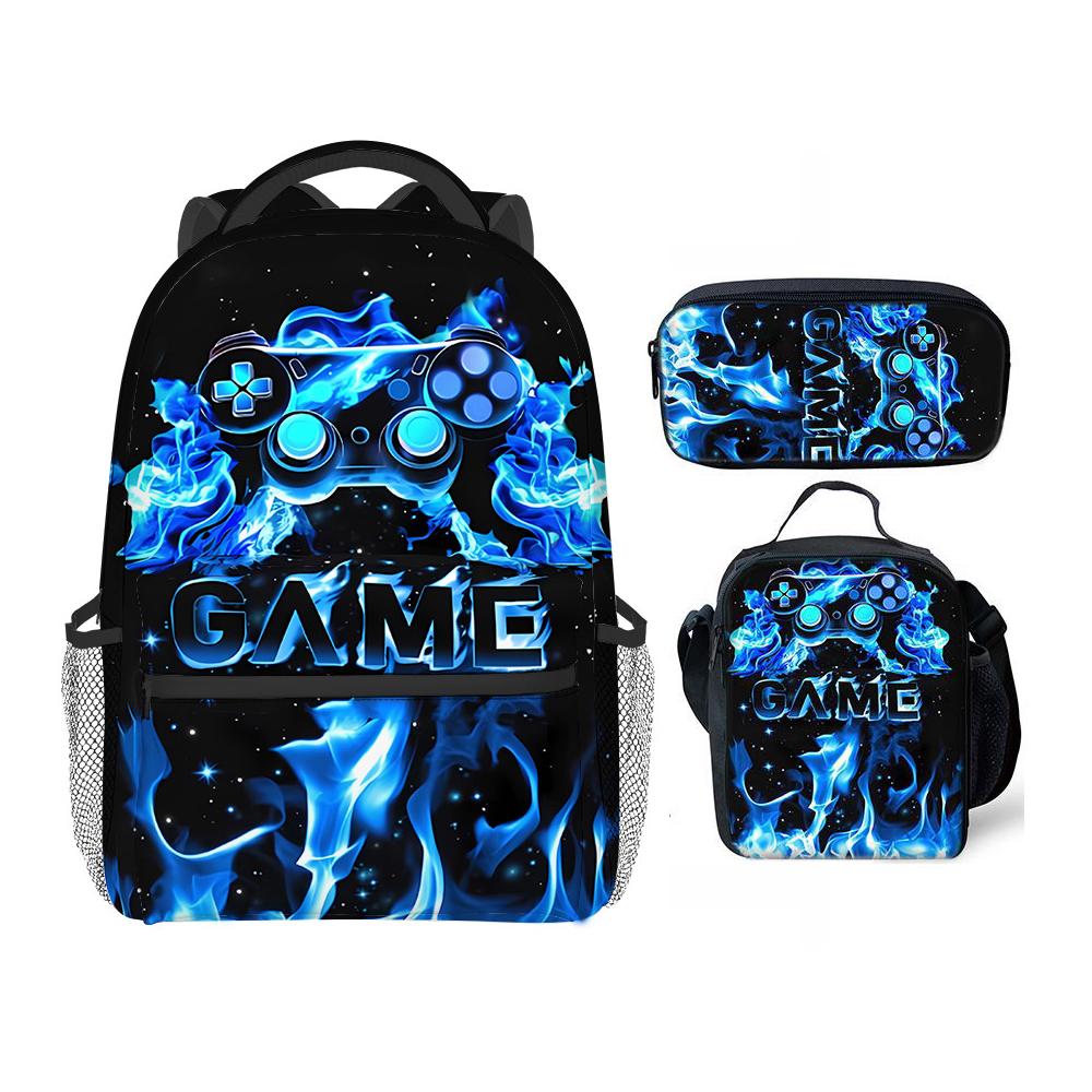 Intemporel mes chants monstres Conception 3D Set de 3 pièces Sacs pour élèves Apprenant Sac à dos Quotidien Ordinateur portable Sac à dos Sac à bandoulière Sac fourre-tout Trousse à crayons