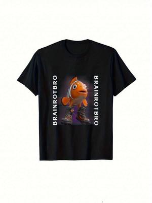 Brainrotbro Unisexs Casual Graphic TShirt  Black Short Sleeve Crew Neck TShirt Funny Design With